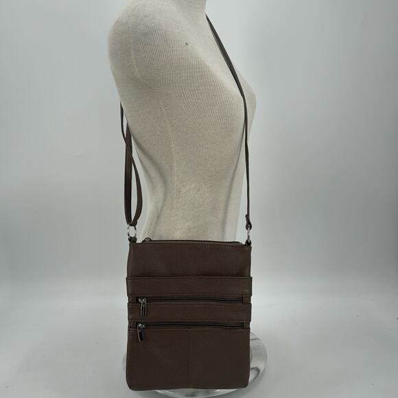 NWT brown leather tan crossbody bag - Picture 1 of 6